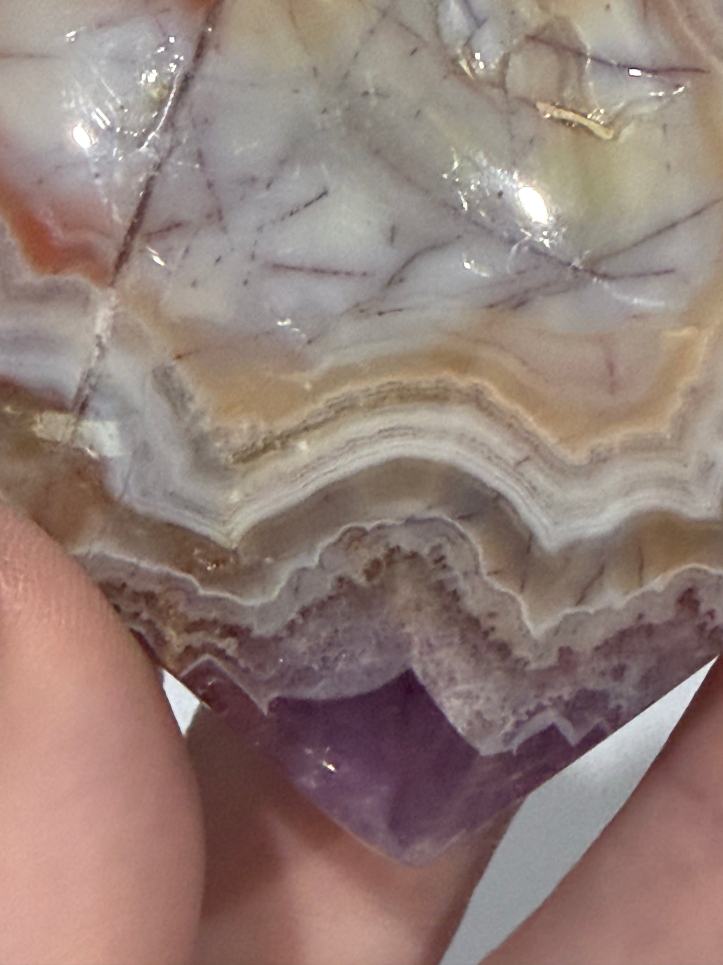 Amethyst & Banded Agate Heart 104g | 6.4 × 5.7 cm | Self-Standing H