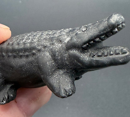 Black Obsidian Crocodile Carving