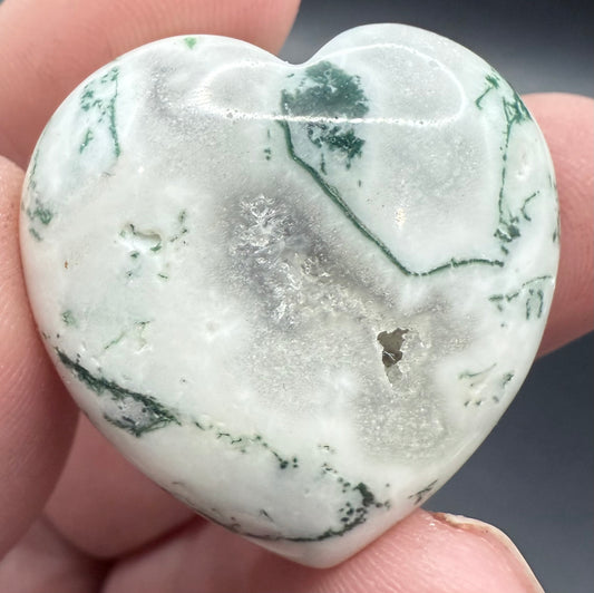 Moss Agate Heart – 3 cm