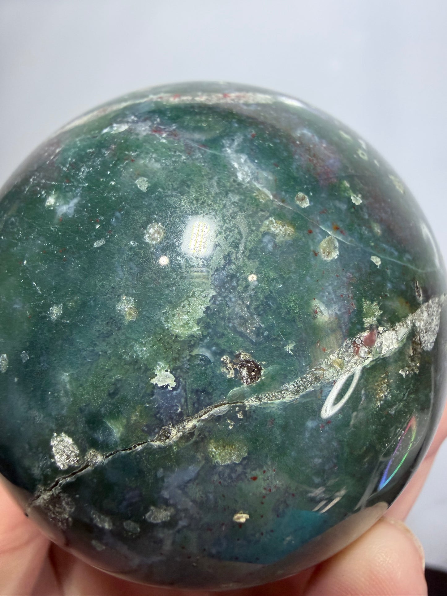 Moss Agate Sphere – 440g | 6.8cm