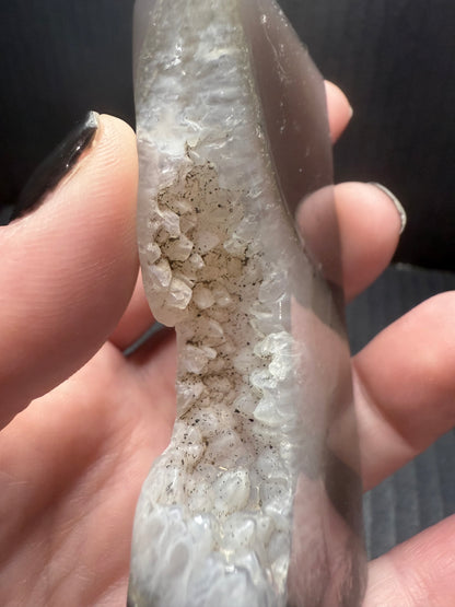 Black Druzy Agate Tower