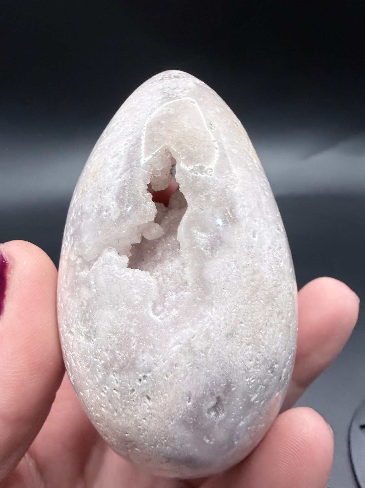 Pink Amethyst Druzy Egg on Metal Stand