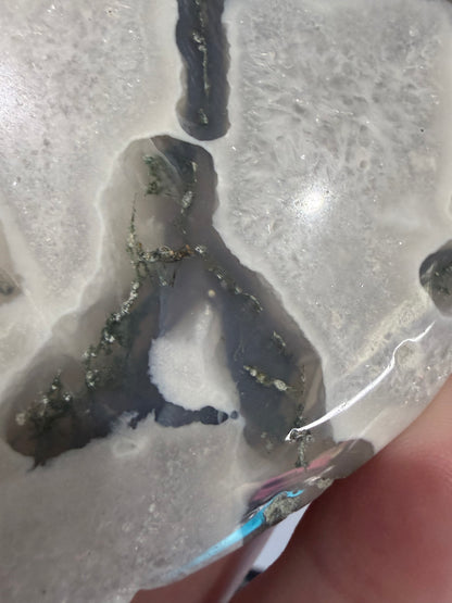 Moss Agate Druzy Heart with Stand 9.2cm -