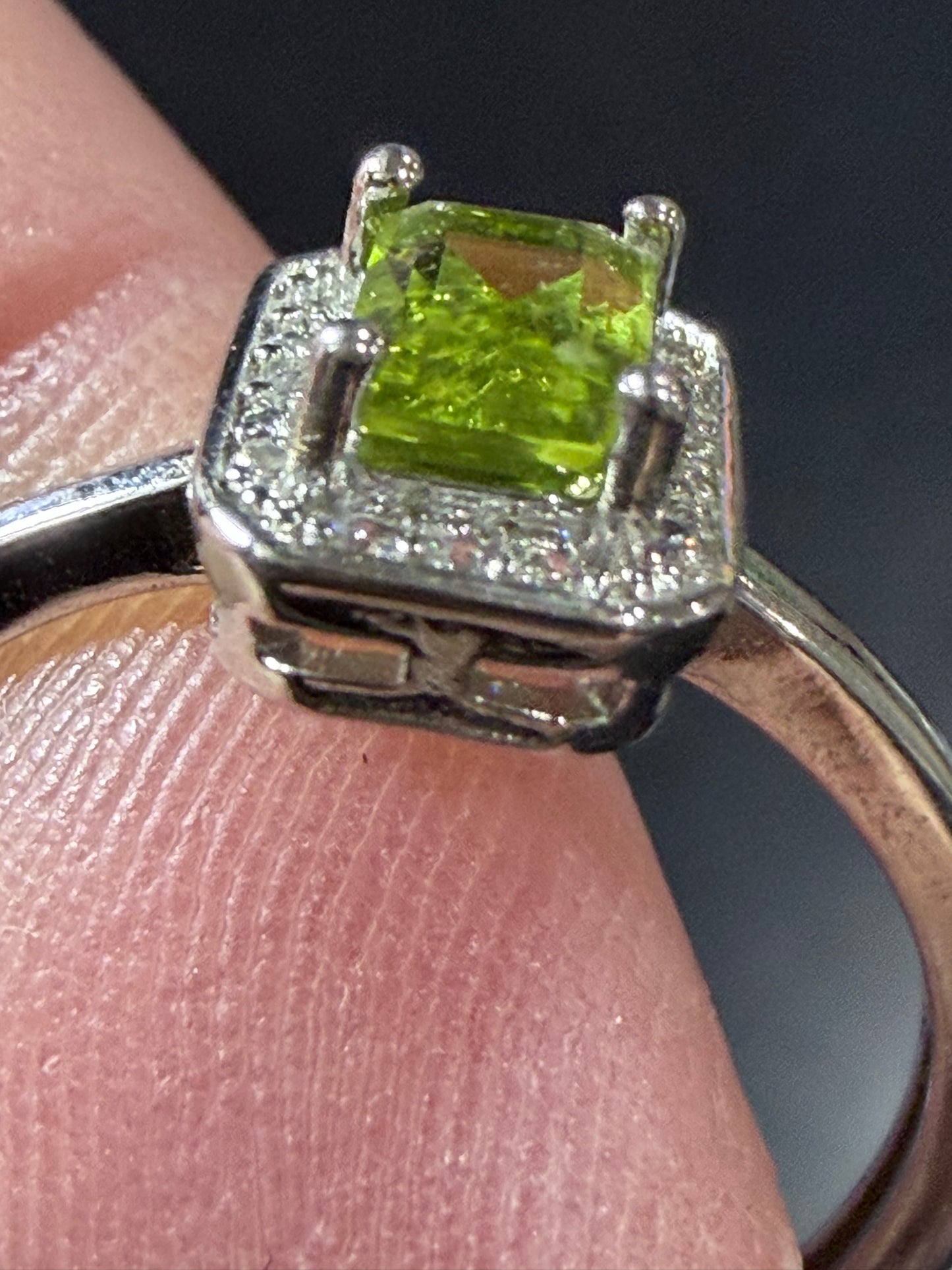 Peridot Halo Adjustable Ring