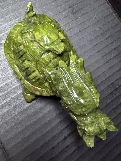 Serpentine Jade (New Jade) Turtle Dragon Carving (12 x 6.5cm | 400g)