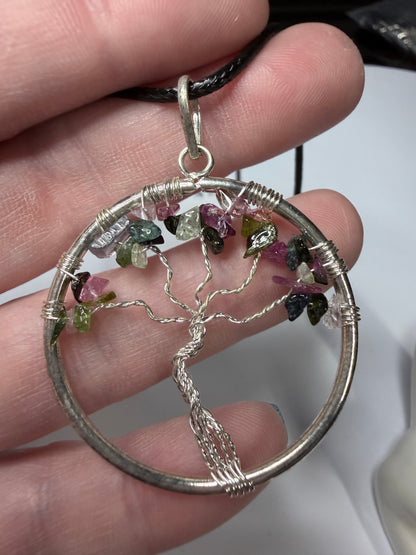 Multi-Colour Tourmaline Tree of Life Necklace