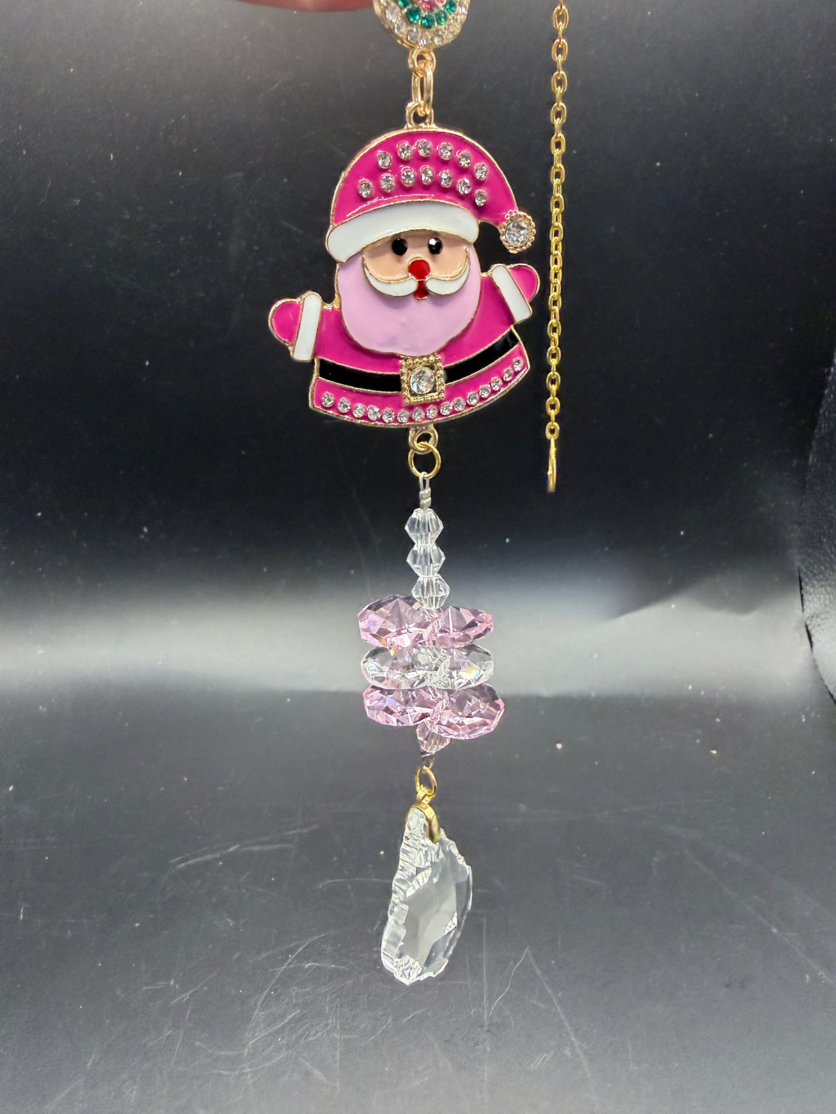 Pink Santa Suncatcher – Crystal Window Hanging