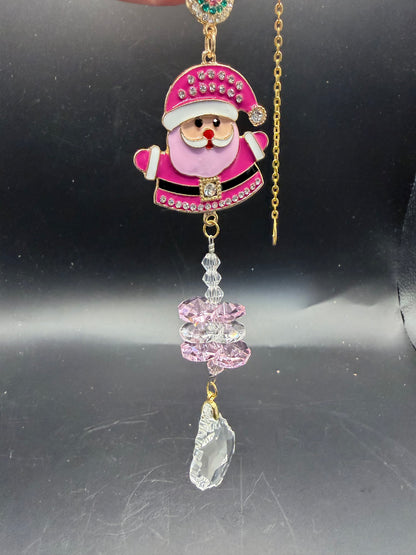 Pink Santa Suncatcher – Crystal Window Hanging