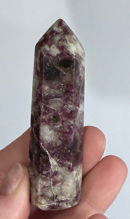 Pink Tourmaline in Quartz Crystal Tower – 8.2cm | 65g A