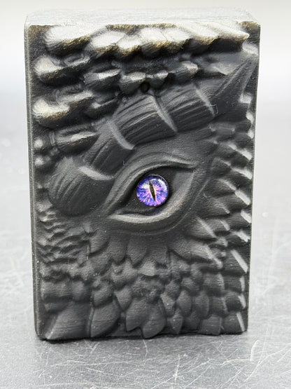 Black Obsidian Carved Dragon Book Purple Eye