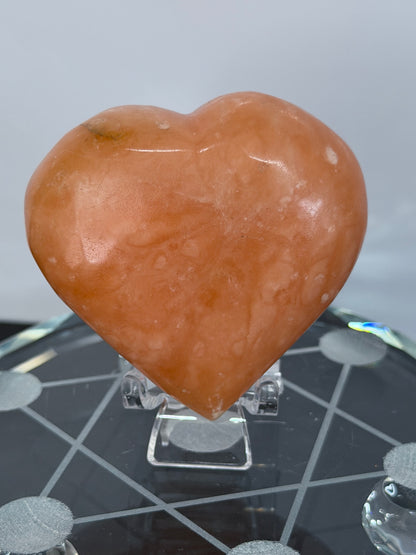 Orange Calcite Heart with Stand – 132g B 6.1cm