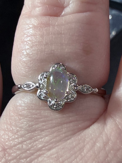 Opal Flower Ring-Adjustable band