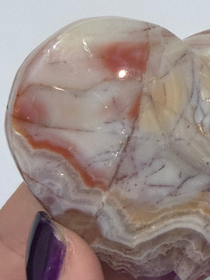 Amethyst & Banded Agate Heart 104g | 6.4 × 5.7 cm | Self-Standing H