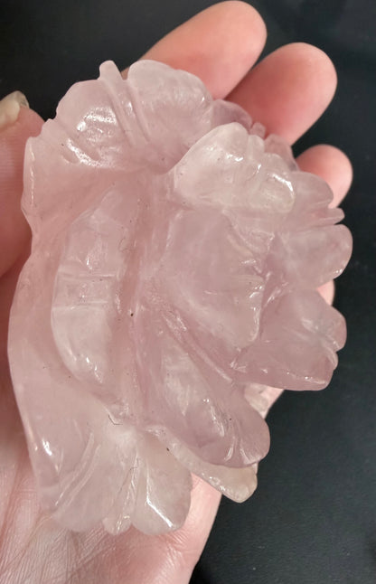 Rose Quartz Rose Carving with Light Base – 7.6 × 6.6 cm | 191g