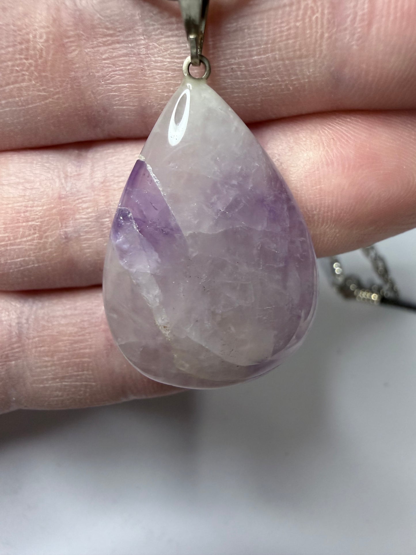 Chevron Amethyst Teardrop Pendant Necklace