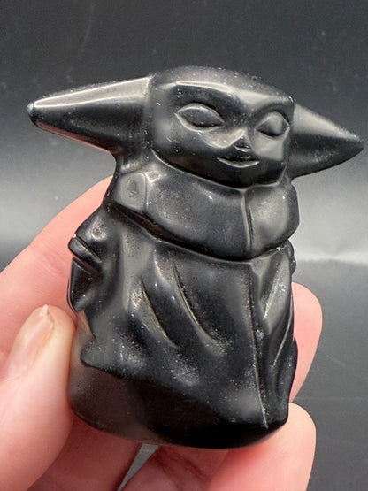 Black Obsidian Yoda Carving