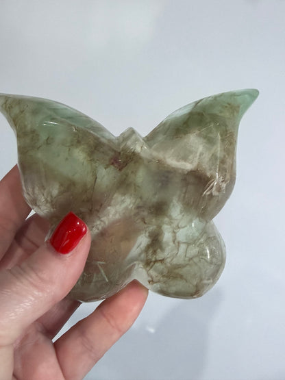 Green Fluorite Butterfly Carving Bowl – 344g