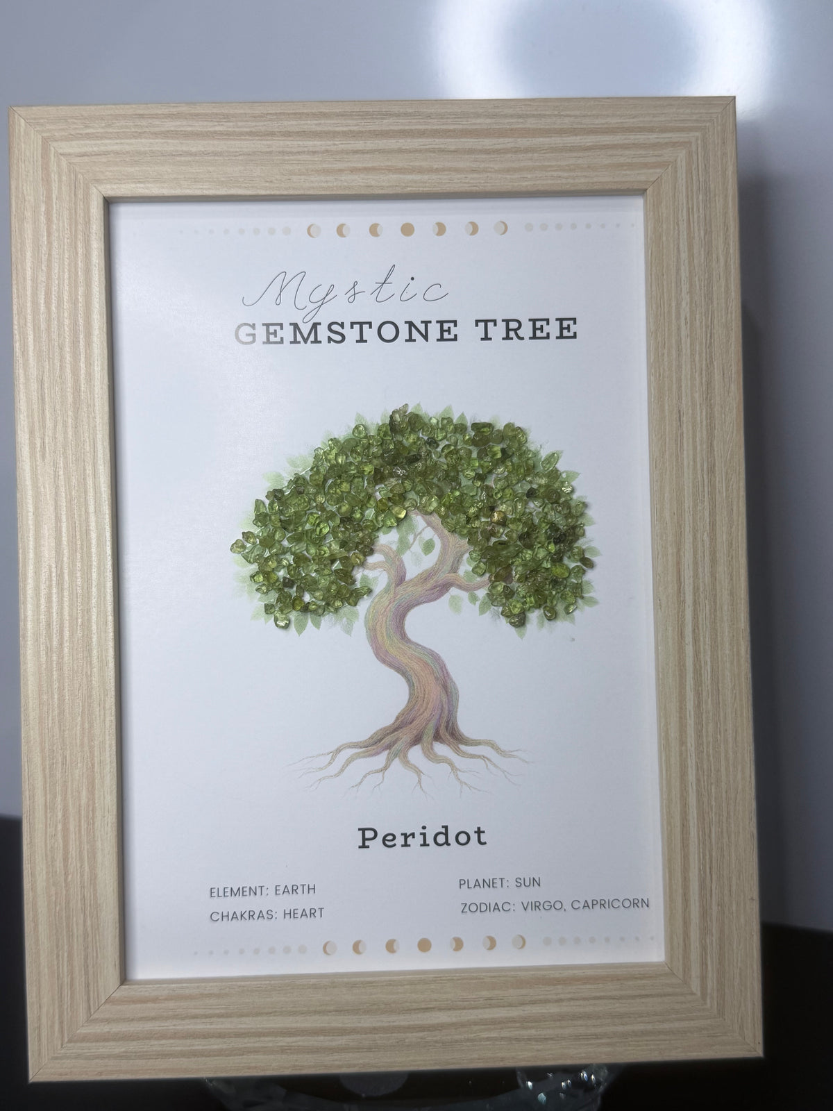 Mystic Peridot Gemstone Tree Framed Crystal Art | 15 x 20cm