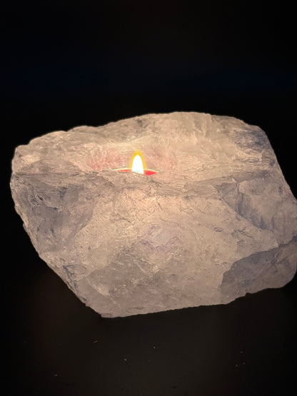 Clear Quartz Candle Holder