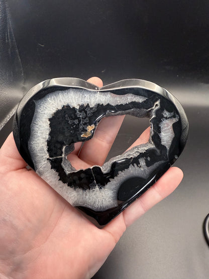 Druzy Black Agate Heart