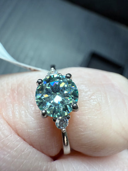 Green Moissonite Diamond Ring