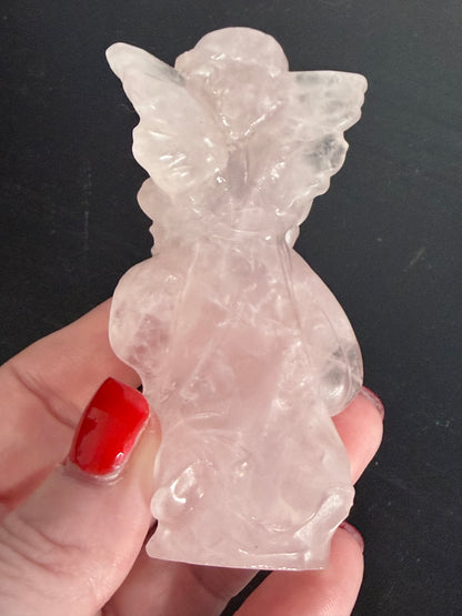 Rose Quartz Angel Crystal Carving – 10cm