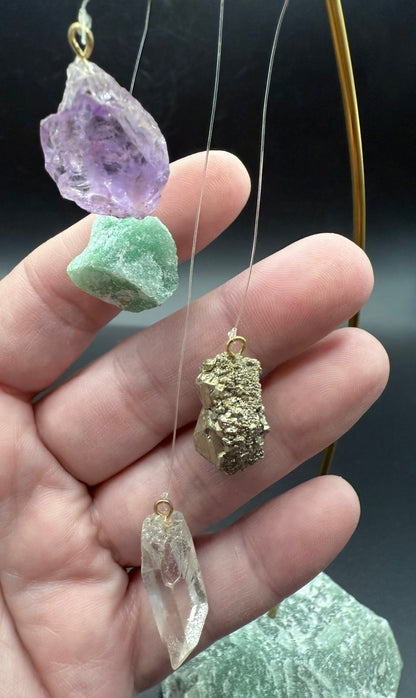 Crystal Mobile with Green Aventurine Base