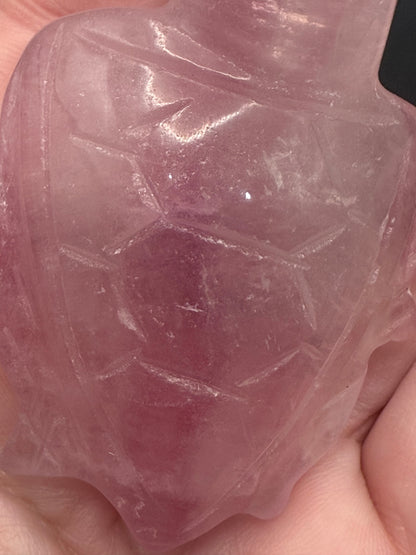 Pink Fluorite Turtle Carving
