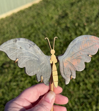 Labradorite Butterfly Crystal Display on Stand – 15 cm