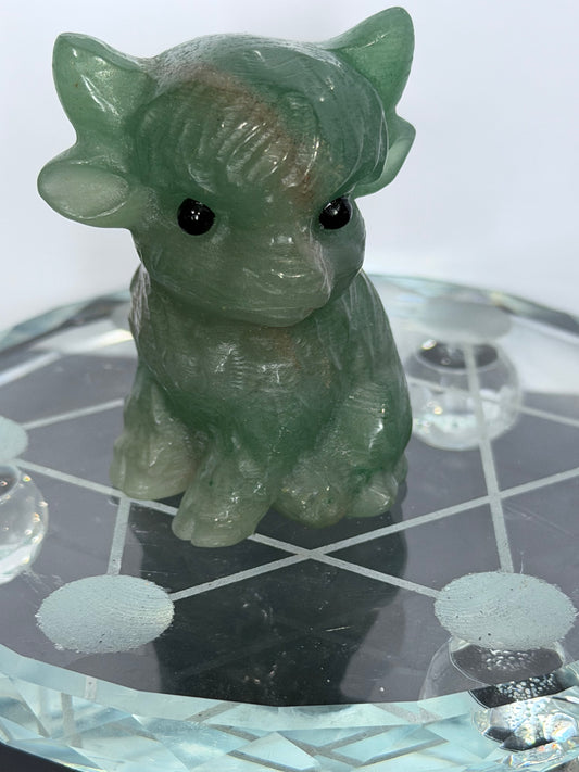 Green Aventurine Sitting Cow Carving – 6cm
