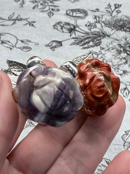 Dream Amethyst & Red Jasper Crystal Double Rose Stem (20cm)
