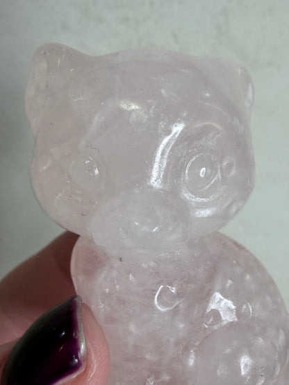 Rose Quartz Leopard Cub Carving – 6.2cm