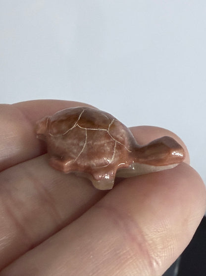 Brown Banded Calcite Turtle Family Carving – Set of 6
