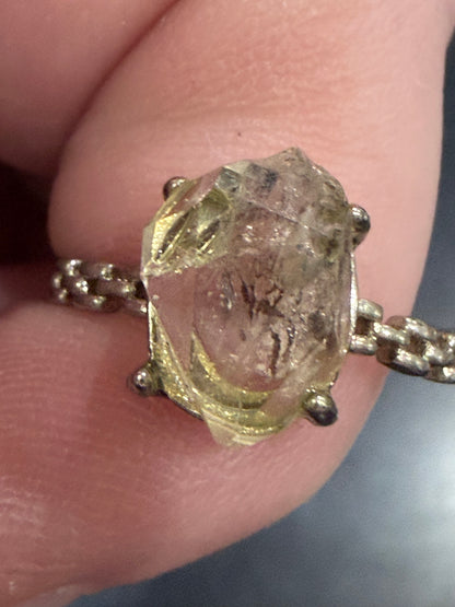 Natural Herkimer Diamond Quartz Ring | Double-Terminated Crystal C