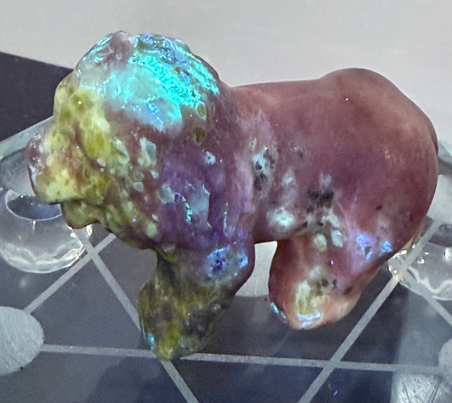 Serpentine & Jasper Lion Carving with Epidote