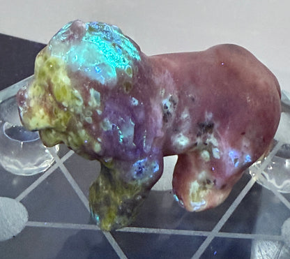 Serpentine & Jasper Lion Carving with Epidote