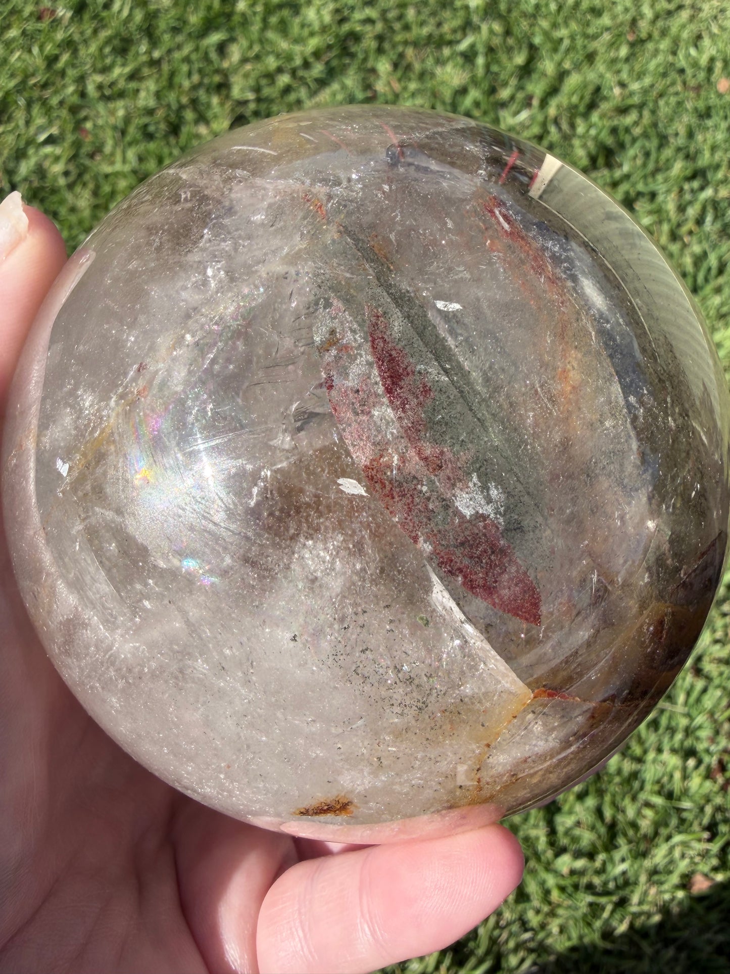 Large Garden Quartz (Lodolite) Sphere with Light Base – 11cm | 1.7kg