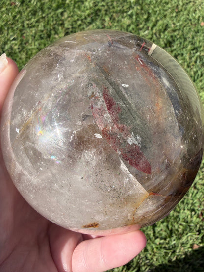 Large Garden Quartz (Lodolite) Sphere with Light Base – 11cm | 1.7kg