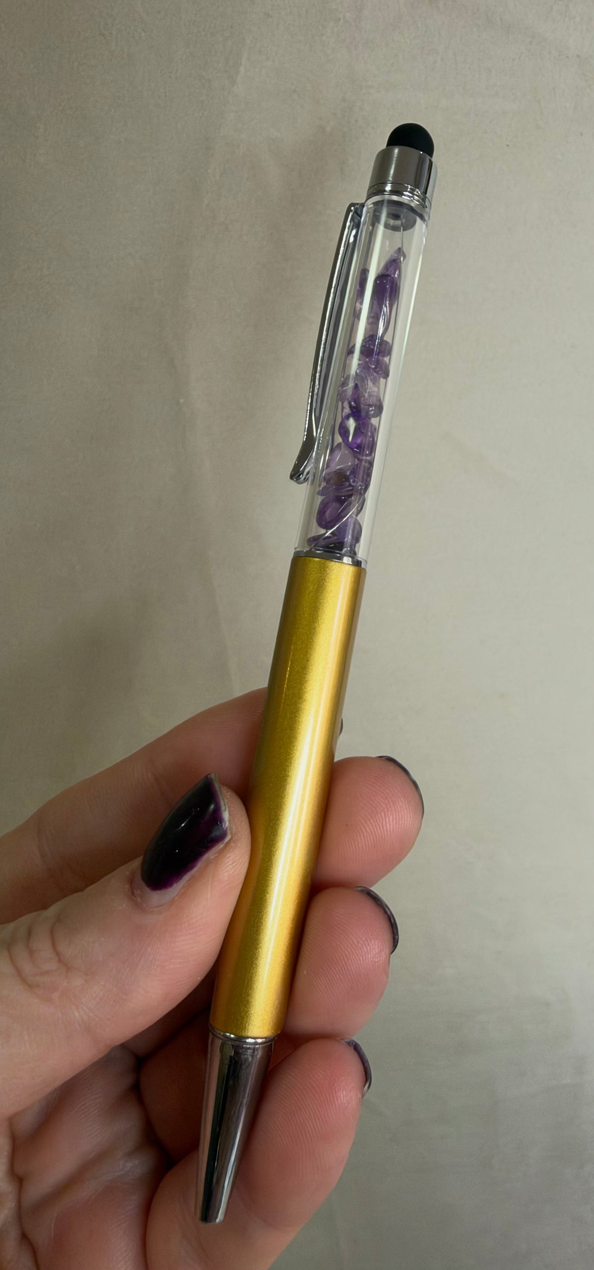 Crystal Chip Pen with Stylus – Assorted Crystals & Colours