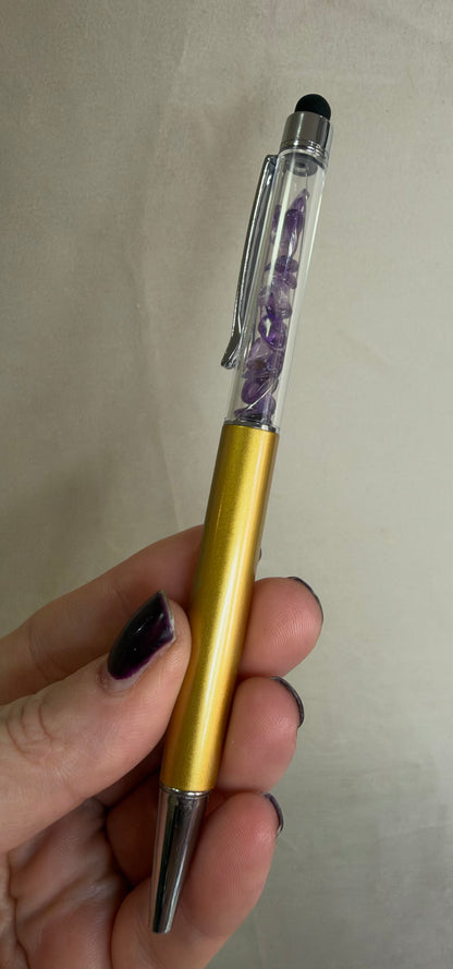 Crystal Chip Pen with Stylus – Assorted Crystals & Colours