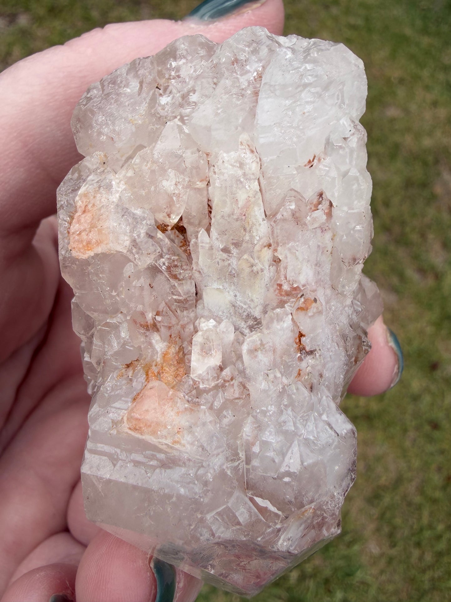 Hematoid Clear Quartz Cluster (Iron-Stained Quartz) – 136g | 6.8 × 4.4cm