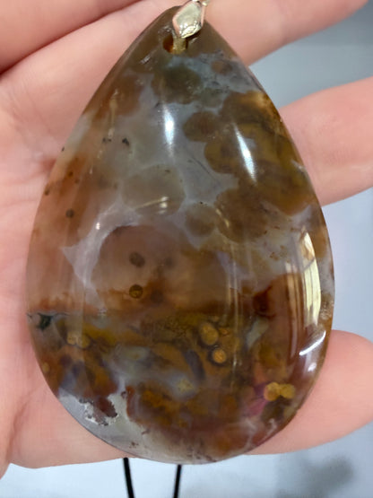 Ocean Jasper Crystal Pendant – Orbicular Jasper from Madagascar | 6 × 4 cm