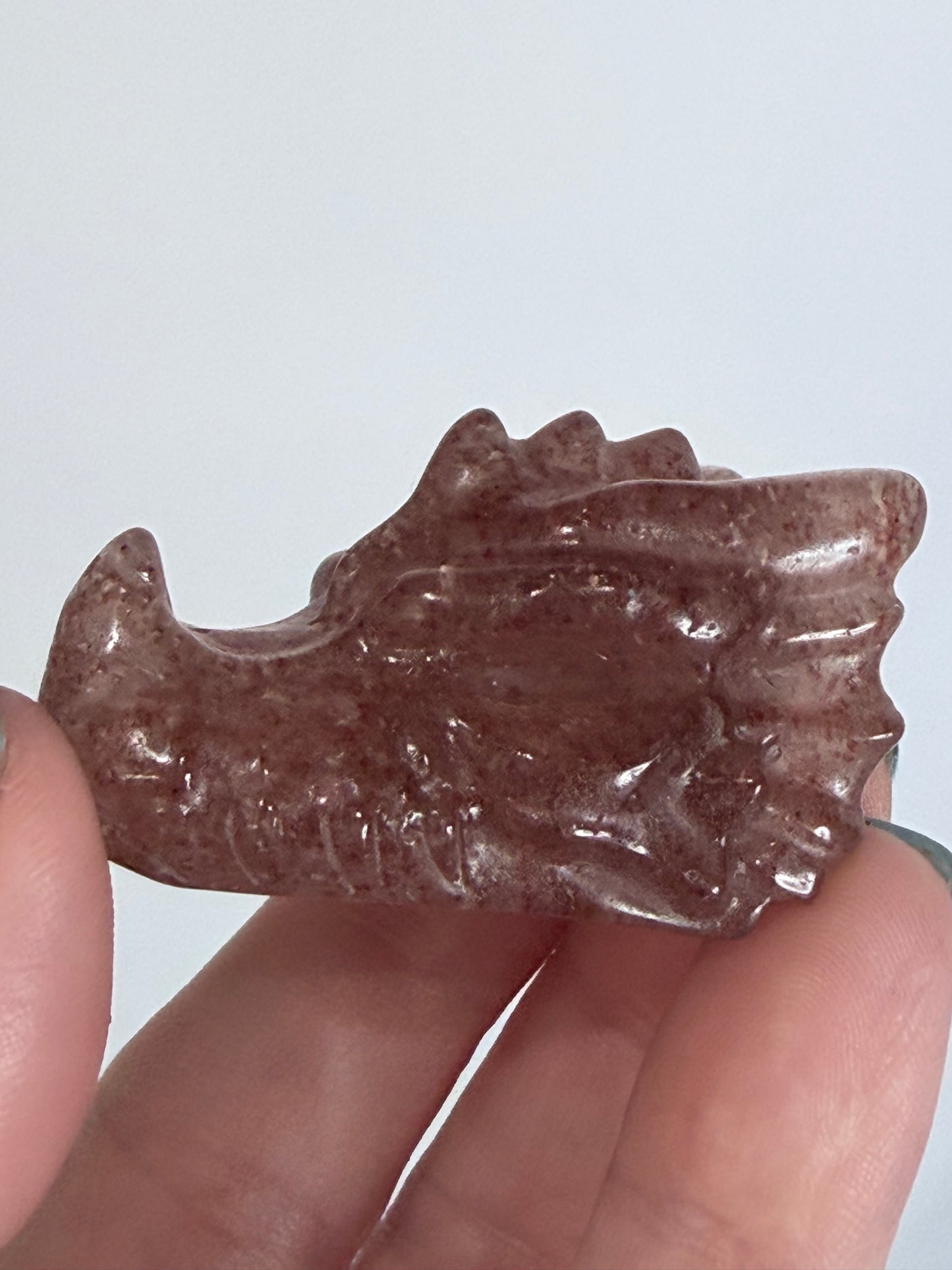 Strawberry Quartz Dragon Head Carving A - 5cm