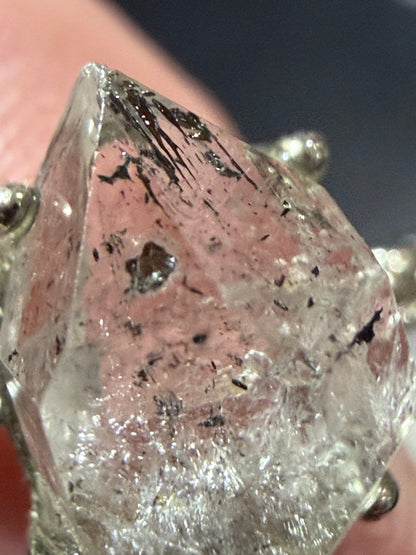 Natural Herkimer Diamond Quartz Ring | Double-Terminated Crystal B
