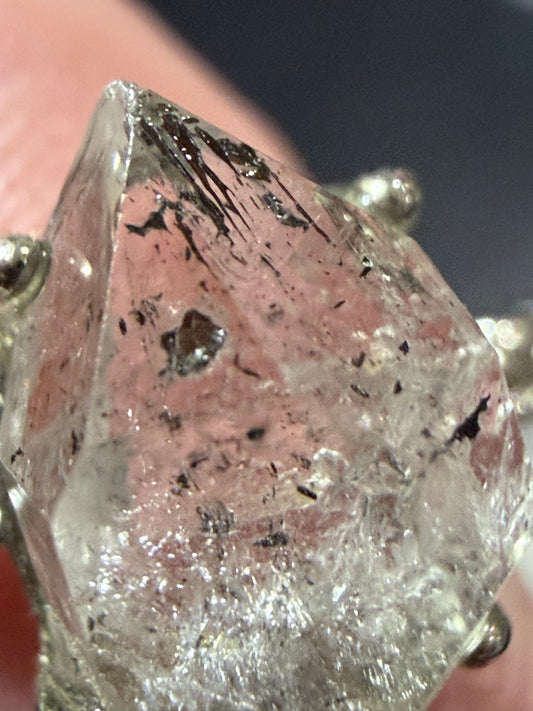 Natural Herkimer Diamond Quartz Ring | Double-Terminated Crystal B