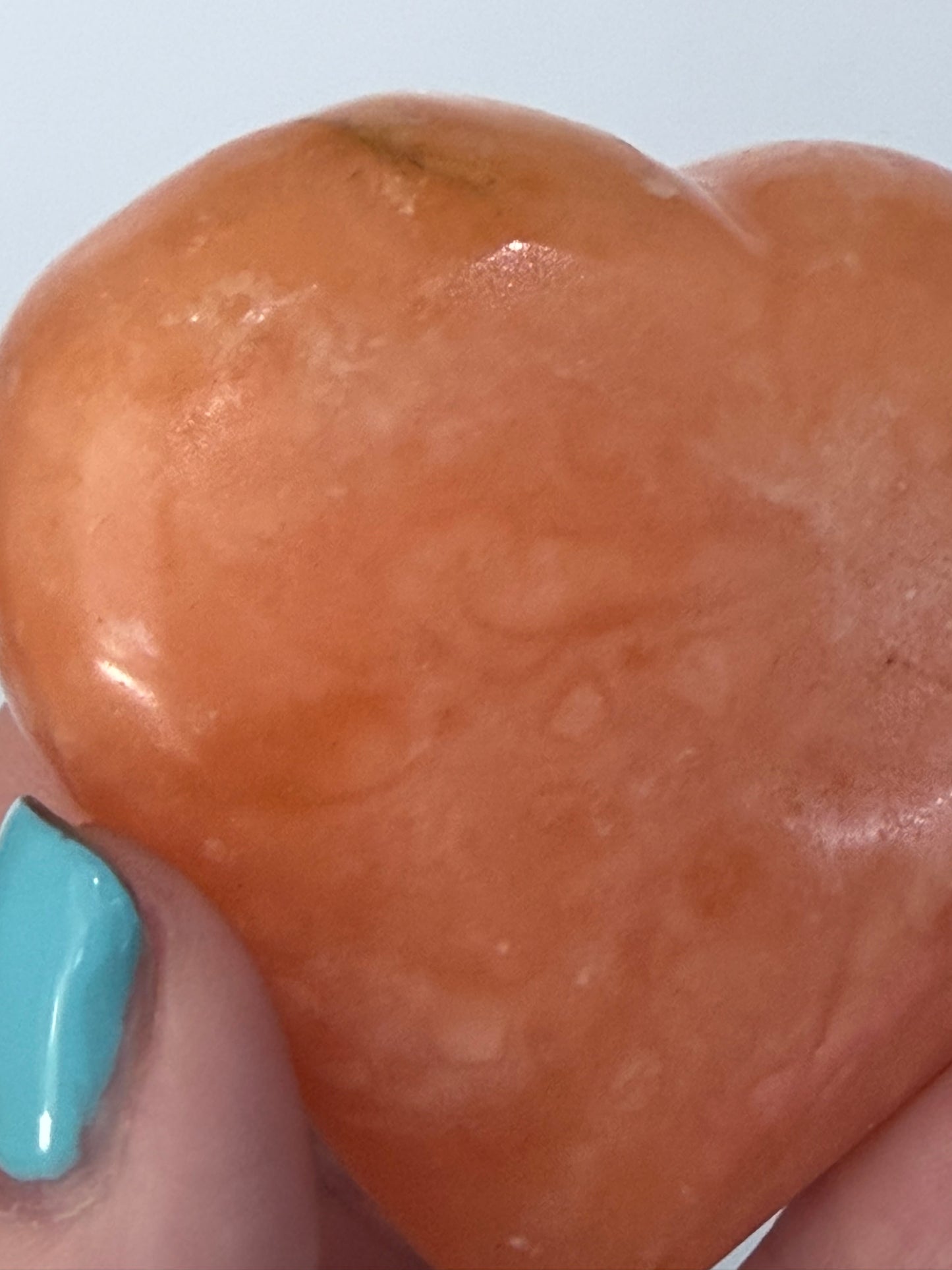 Orange Calcite Heart with Stand – 132g B 6.1cm