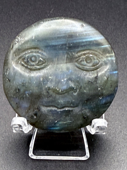 Labradorite moon Face Carving