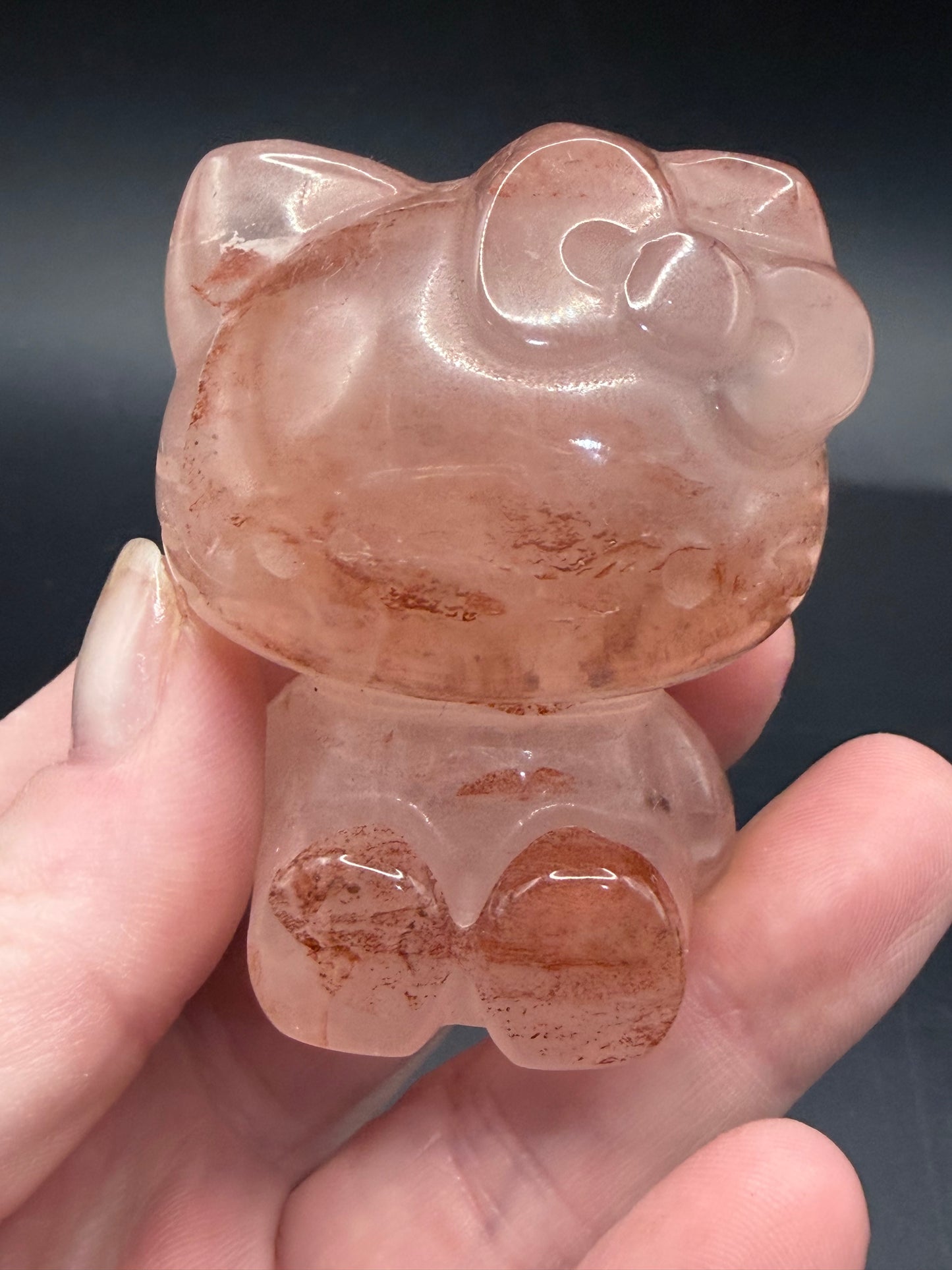 Hello Kitty Carving Fire Quartz| 6cm