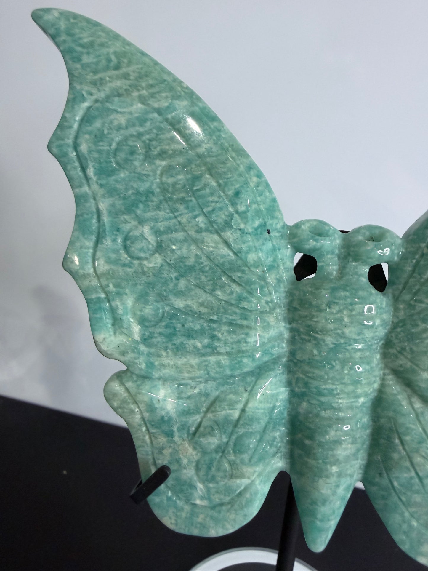 Amazonite Butterfly Carving on Stand – 20cm