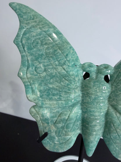 Amazonite Butterfly Carving on Stand – 20cm